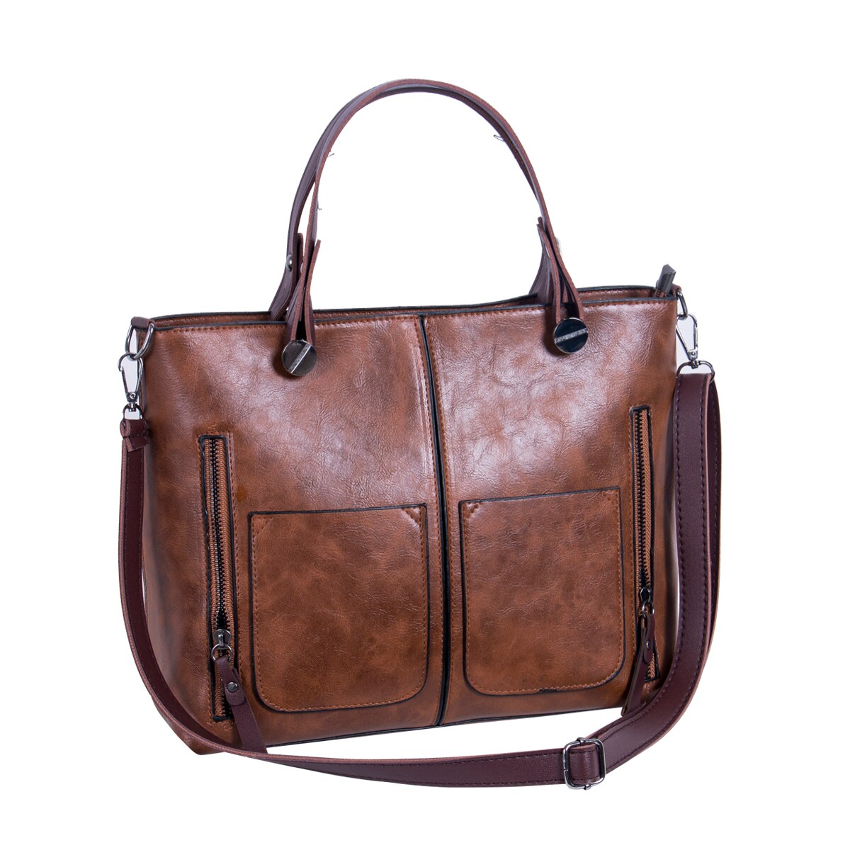 Bolsas de couro grande bolsa feminina de alta qualidade casual sacos do sexo feminino tronco tote nova marca bolsa de ombro senhoras grandes bolsos: Marrom