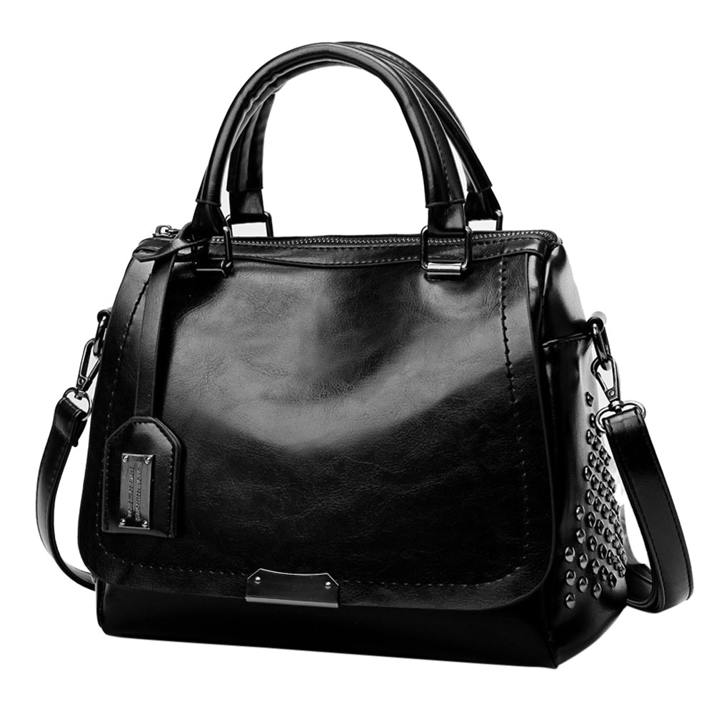 Women Solid Rivet Cover Crossbody Bag Messenger Bag Totes Large Capacity Handbags Mochila Bolsa Feminina Sac Main Femme#35: Black 