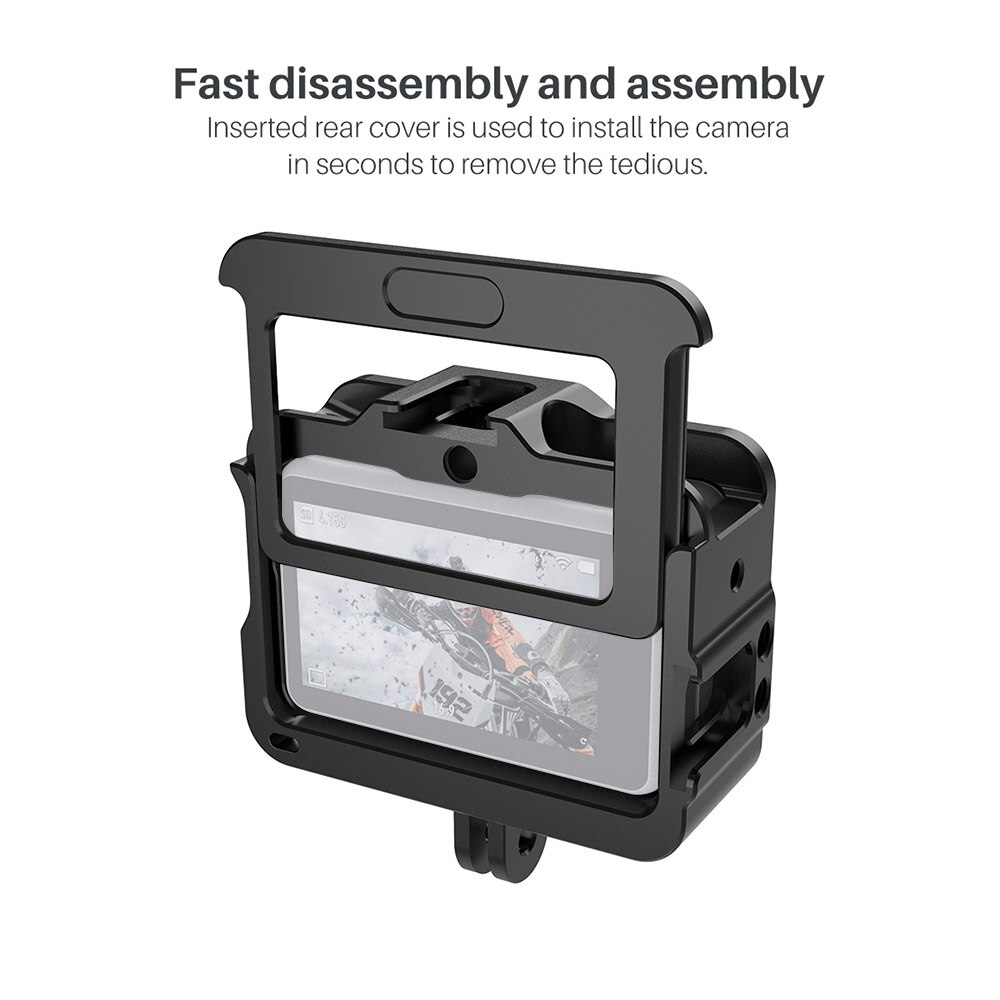 Ulanzi oa -1 vlog metalen camerakooi vlog case met cold shoe voor dji osmo action camera voor microfoon met led-lampje