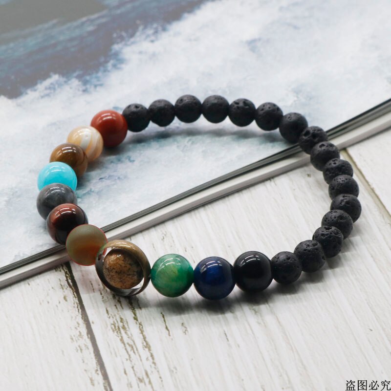 Pulsera con piedra Natural hecha a mano para hombre y mujer, brazalete con sistema Solar, Galaxia, universo, joyería MY99,