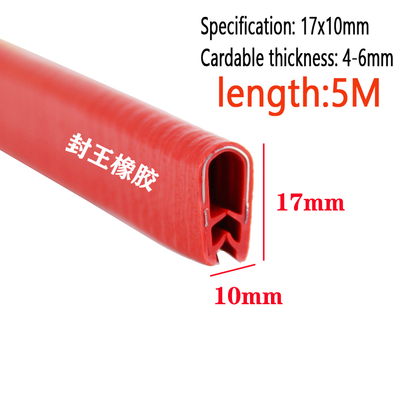 5m længder clmap fortykket panel u-formet gummitætningsliste kant gummibeskyttelsesliste metalplade kant gummiliste: Orange