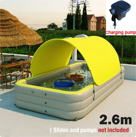 2.1/2.6/3.1M Inflatable Swimming Pool PVC Framed Swimming Pool Thickening Swimming Pool for Summer Outdoor Indoor: army green