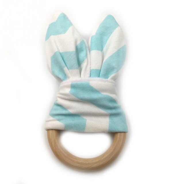 Baby Zahnen Ring Chewie Beißring Sicherheit Holz Natürliche Bunny Sensorischen Spielzeug: 7