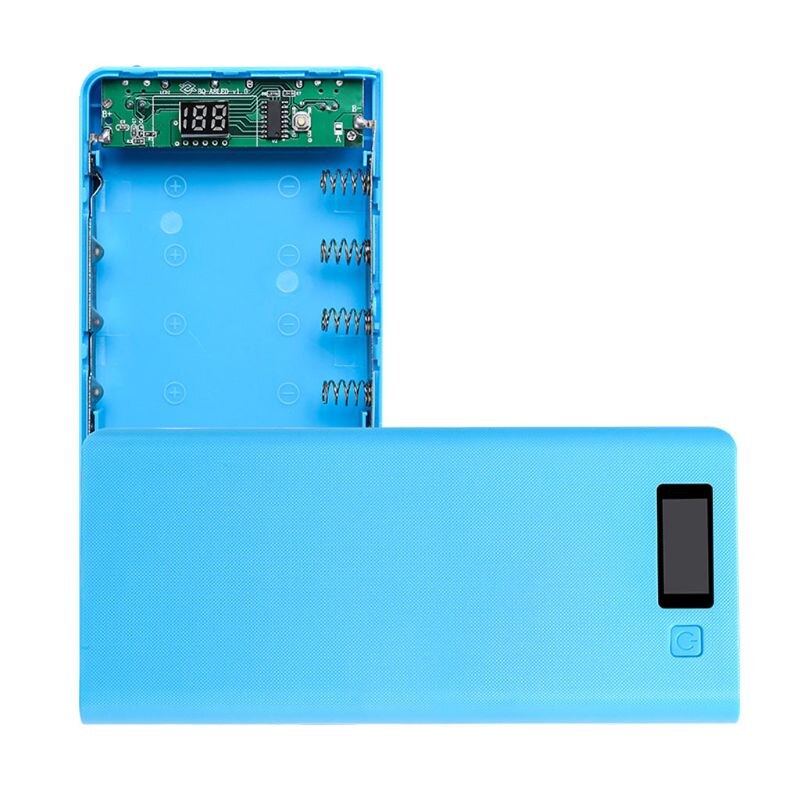 8X18650 Batterijen Diy Power Bank Box Holder Case Dual Usb Charger Led Q6PA: Blue