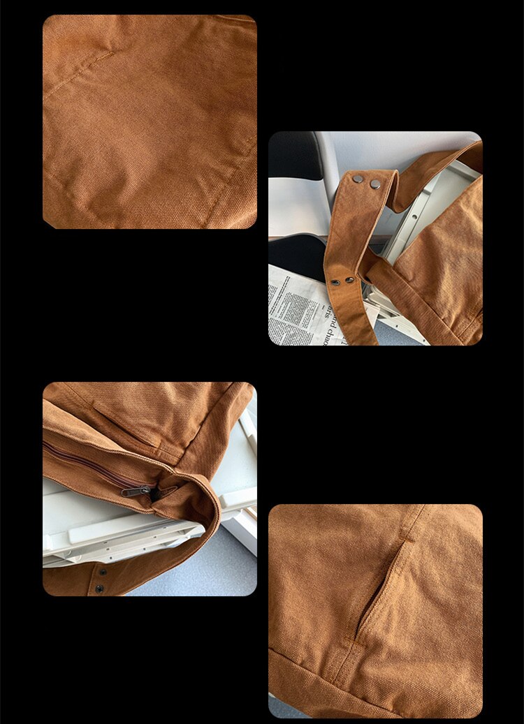 Sac Hobo en toile pour adolescent, sac en coton réutilisable pour étudiant en ecologie, sacoche élégante pour tous les jours à la coréenne