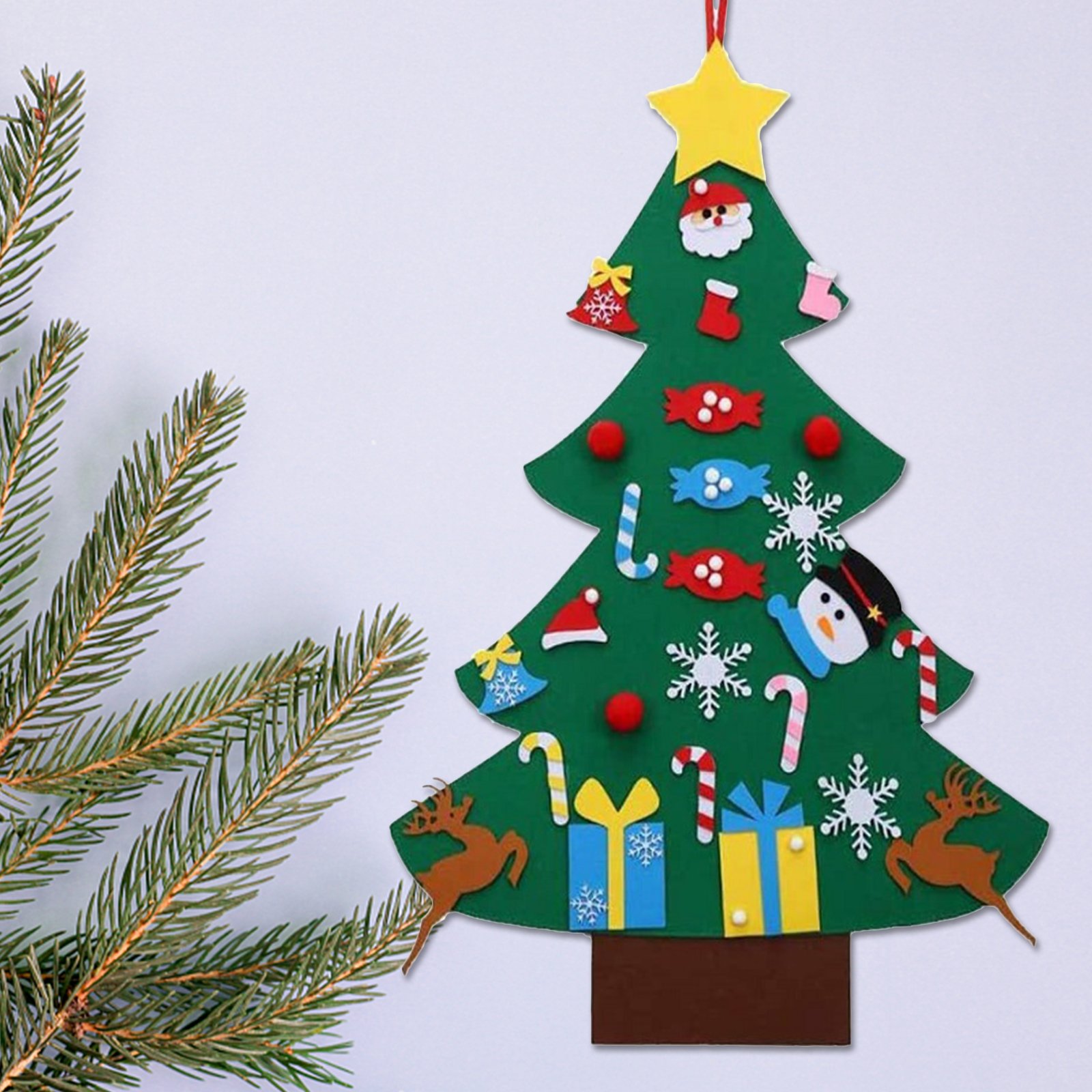 Kids DIY Felt Christmas Tree Christmas Decoration for Home Year Xstmas Decor Removable Felt Hanging Ornaments
