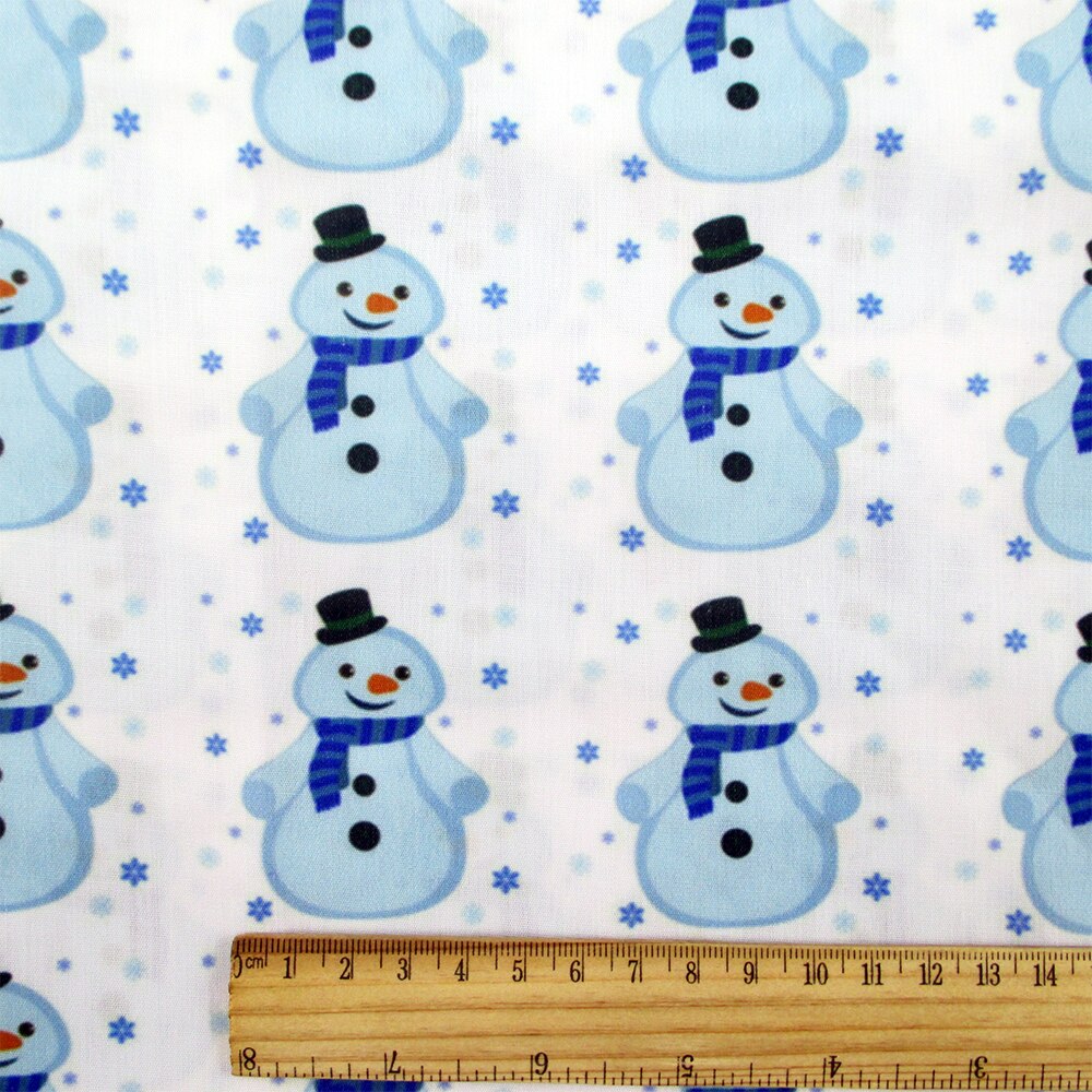 50*145cm vinter snømann trykt 100%  bomullsstoff håndlaget materiale for å lage hjemmetekstil ,1 yc 4156