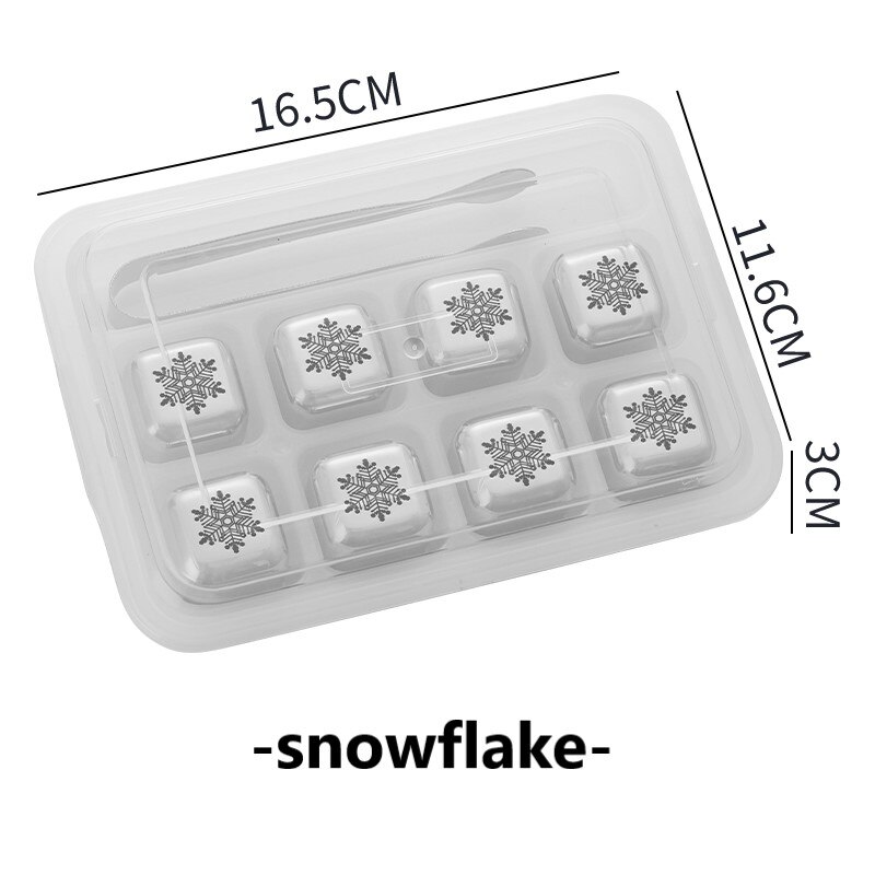 304 stainless steel ice block quick-frozen foreign wine beer whisky ice lattice wine set bar household metal ice: Snowflake