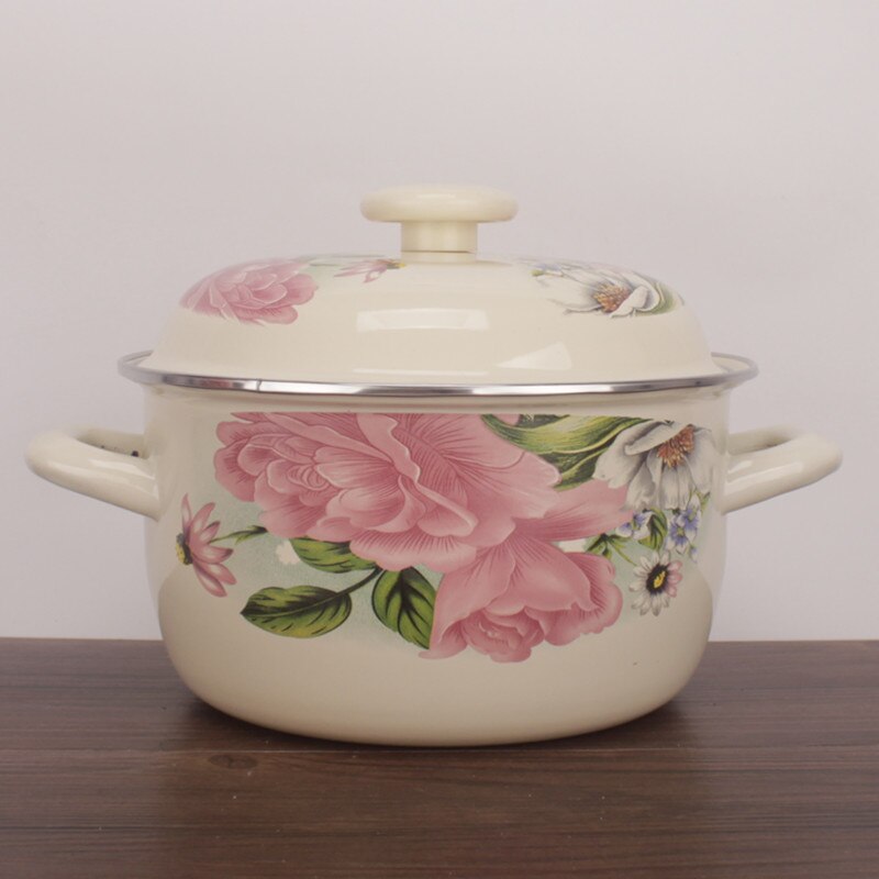 Enamel Casserole 16-26cm Enamel Stock Pot Cookware Enamel Porcelain Induction Cooker Universal Stew Pot: 3L 20cm   B