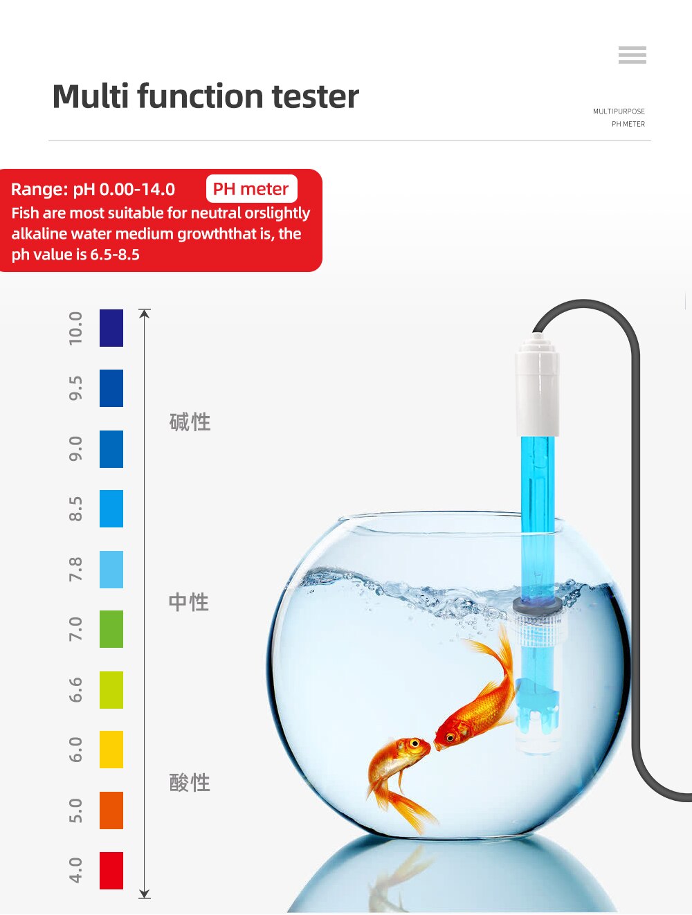 Ph-618L Portable PH Meter 2 in 1 PH Temperature Water Tester with Backlight for Swimming Pool Drink Water Aquarium