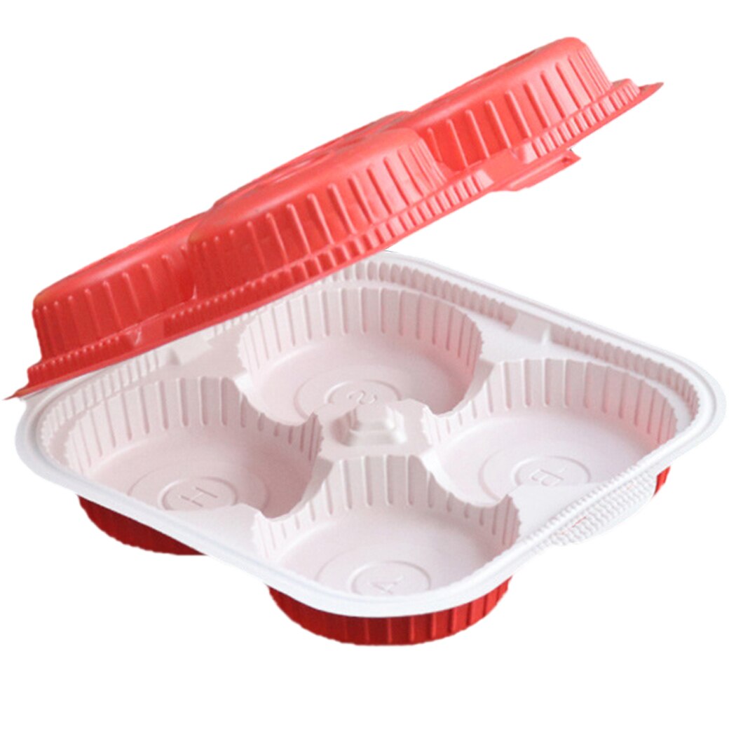 100PCS Plastic Food Container 4-Cavity Food Packing Box Bun Storage Container Birthday Christmas Favor Boxes: 2