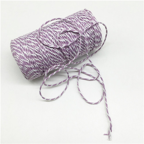 100 m/roll Kleurrijke DIY 2ply Bakers Roze String Katoenen Koorden Touw voor Home Decor Handgemaakte Kerst Cadeau Verpakking ambachtelijke Projecten: Light purple white
