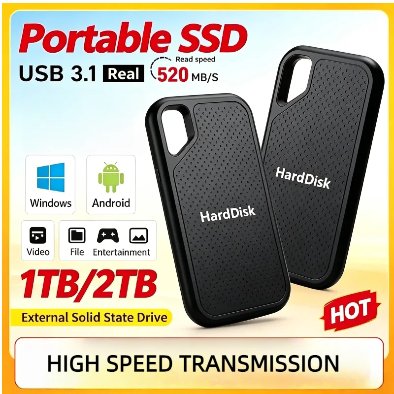 Original Portable External Solid State Drive 1TB 2TB 4TB USB 3.1 High‑Speed Mobile SSD Hard Disk Portable Storage For Mac Laptop