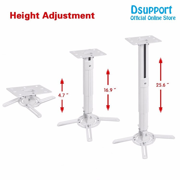 Universal Projector Ceiling Mount Bracket White Fits both flat Vaulted ceiling Height Adjustable Projector hanging bracket PR05
