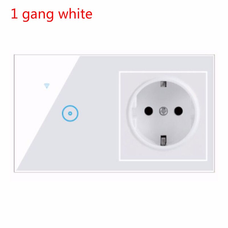 EU Standard Smart Light Switch Panel Wall 1/2/3 Gang wifi Light Switch 90V-240V AC WiFi EU Socket Work with Alexa Google Home: 1 gang white