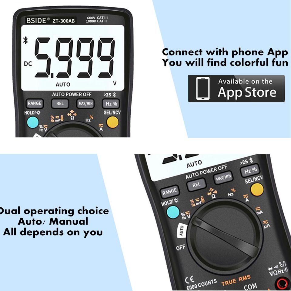 Bside Digitale Multimeter Draadloze Ampèremeter True Rms Auto Belde Intelligente Analoge Voltmeter Condensator Tester Diy Tool