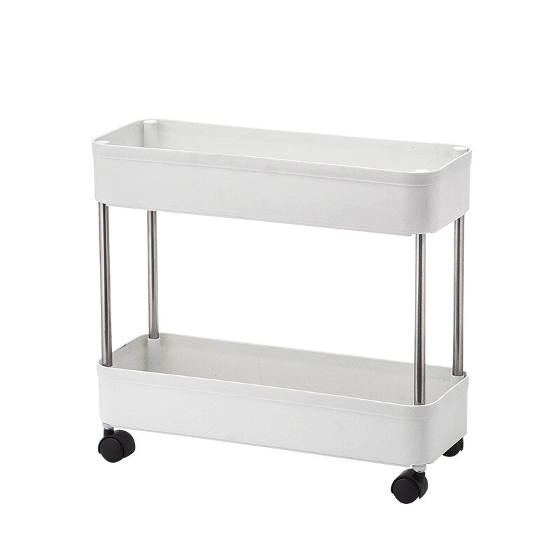 Movable Kitchen With Wheels, Side Refrigerator, Floor-To-Ceiling Slot Trolley With Hook Storage Rack, Slot Rack: Small 2nd floor