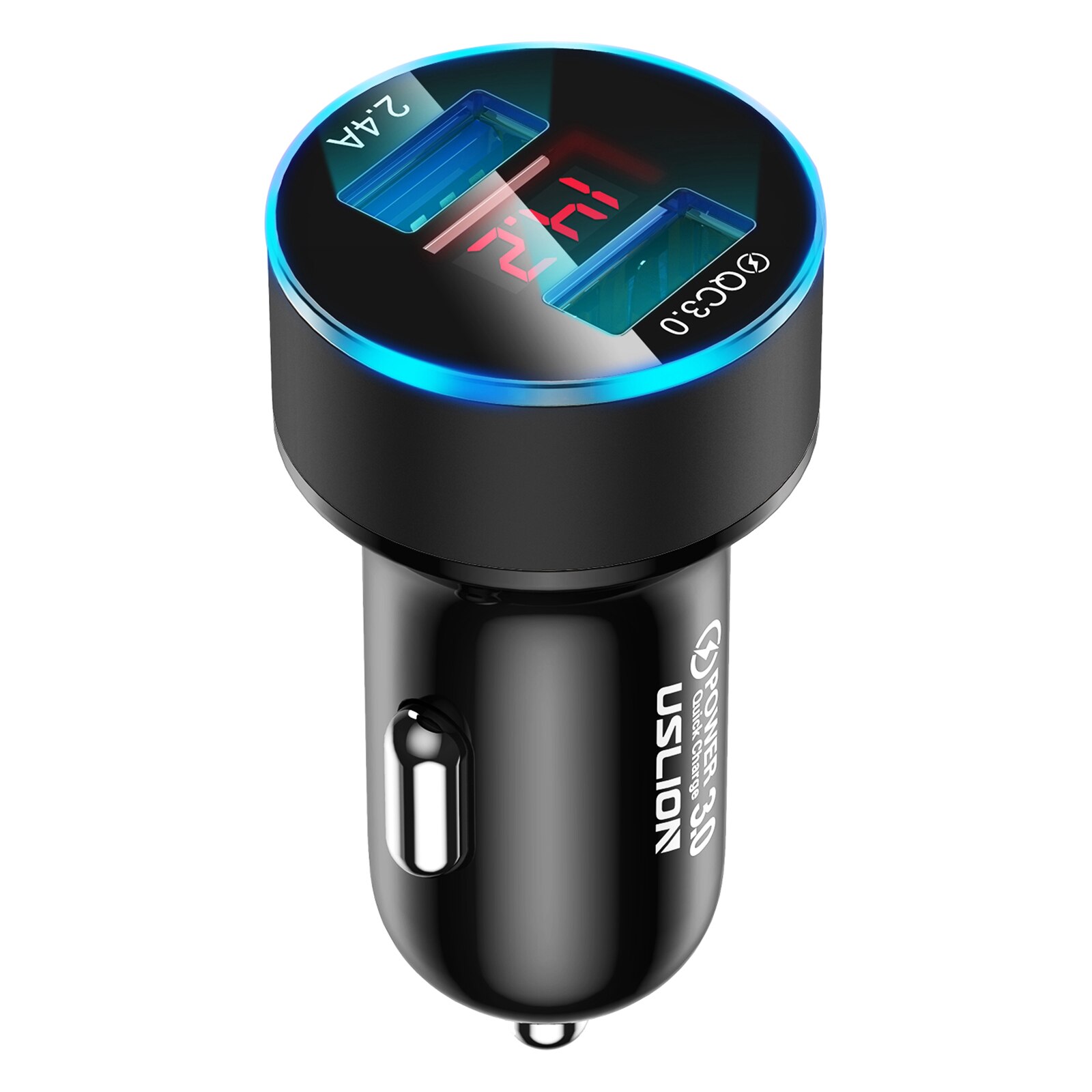 Bil trådløs ladestander hurtig opladning 3a mini bærbare dual usb telefon biloplader adapter hurtig opladning: Sort