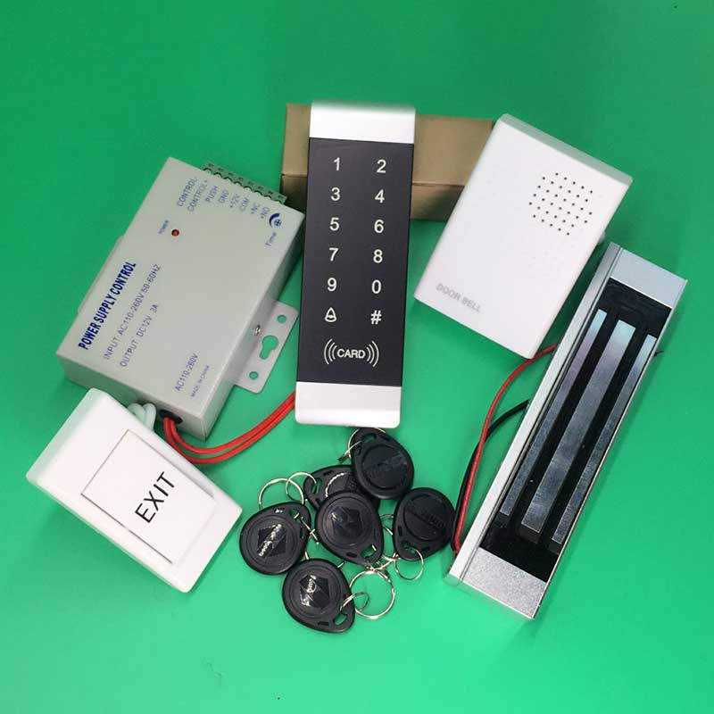 180kg 350Lbs Electric Door Lock Set+Exit button+Card Keytab+Power Supplier Touch Keypad Access controller