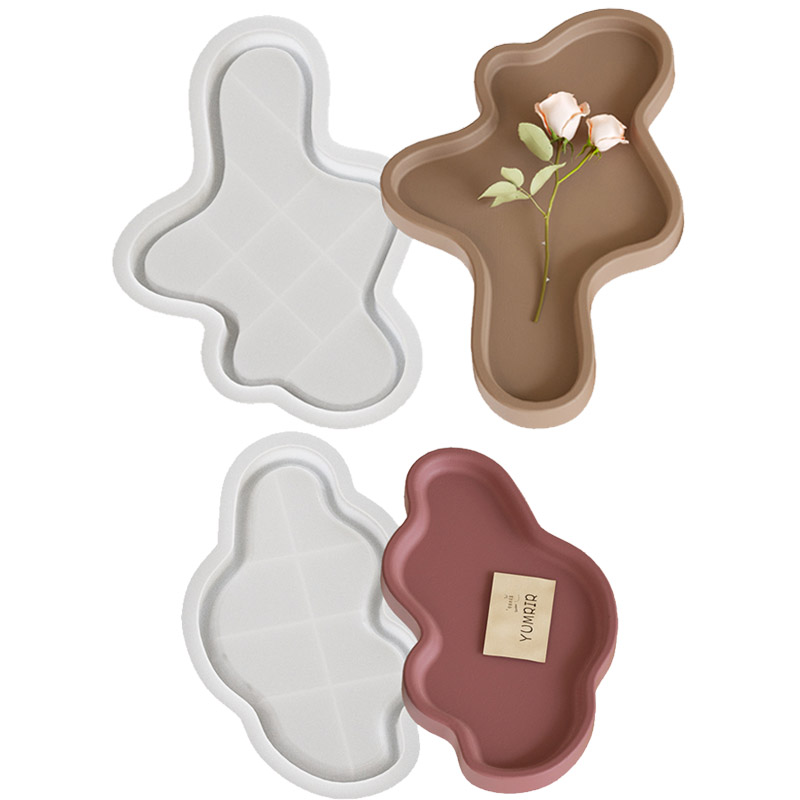 Bandeja Irregular, molde de silicona, bandeja de joyería, plato de baratija, portavelas, molde para fundición de cemento de hormigón, arte artesanal, decoración del hogar