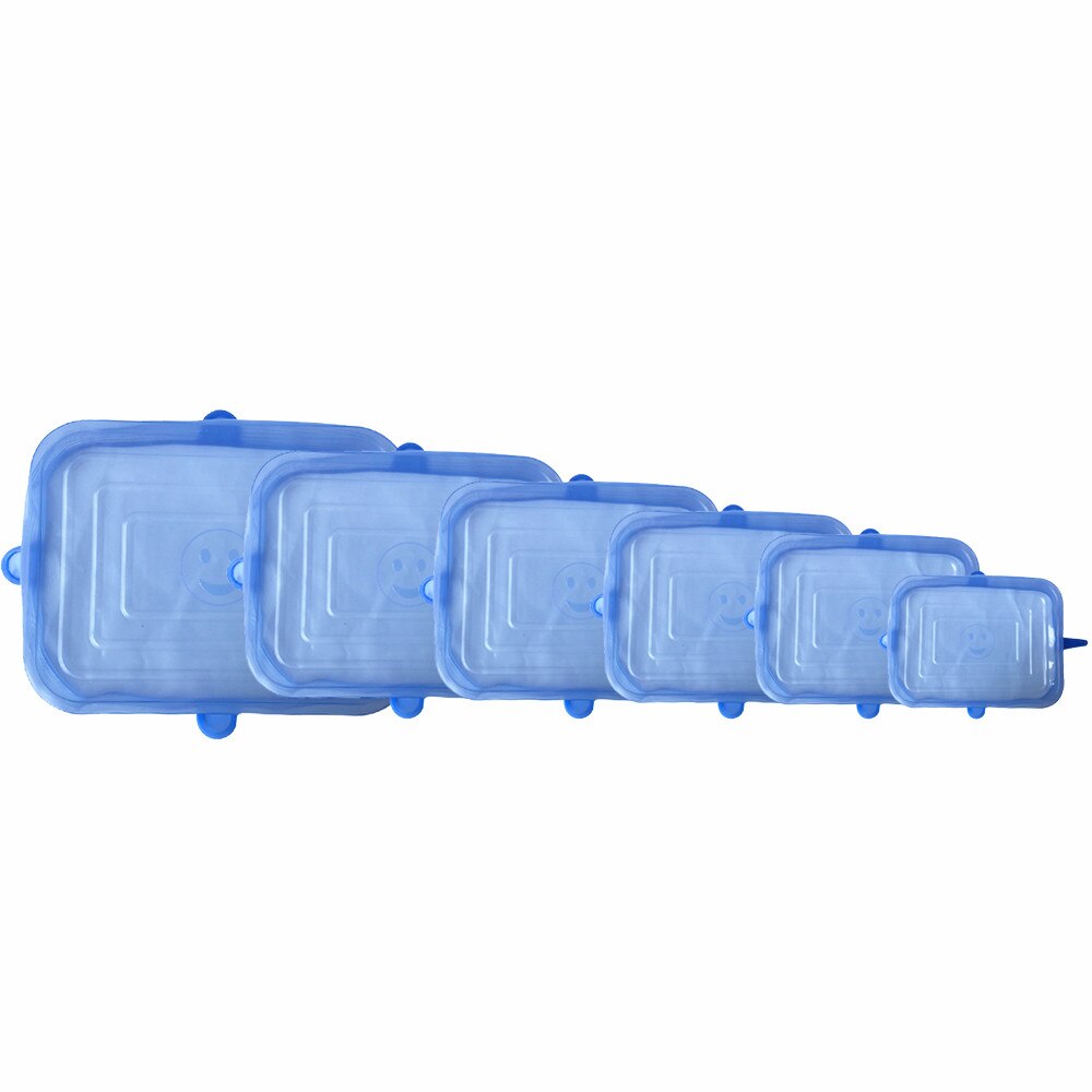 Set de couvercles réutilisables universels pour nourriture, 12 pièces, protection alimentaire en Silicone extensible, capuchon magique pour aliments, pour la nourriture: 6Pcs squareBlue