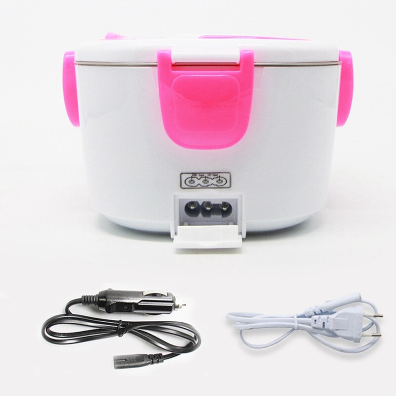 Ahtoska 12V 220V Draagbare Elektrische Verwarmde Rvs Lunchbox Voor Kids Voedsel Containers Voedsel Warmer Met Compartimenten: pink  lunch box