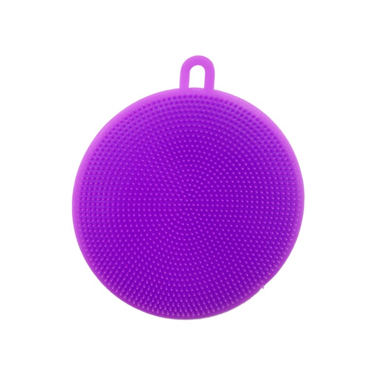 Plato de silicona lavador de esponja de frotar utensilio antibacteriano para limpieza de cocina, limpieza suave, cepillo utensilios de cocina antibacteriano: Purple