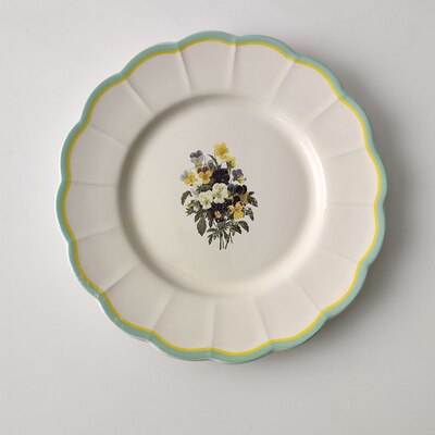 Plato de pastel Vintage, platos de postre de cerámica estilo Pastoral, plato de cena, servicio doméstico, vajilla, platos Retro de boda: 8inch flower