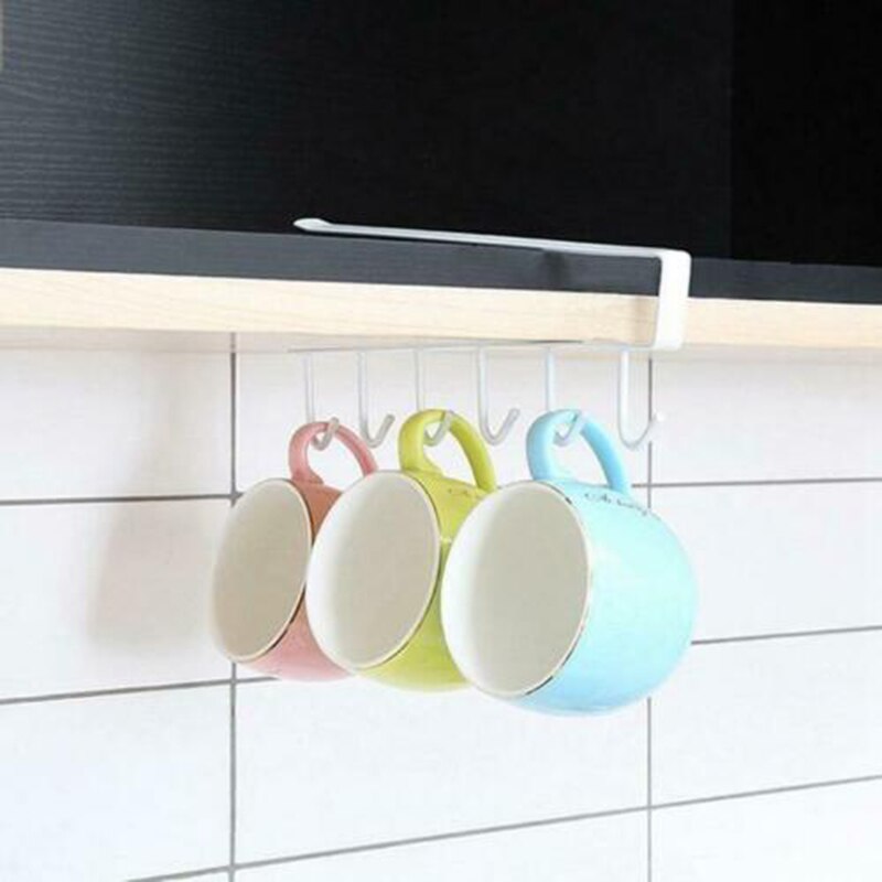 Nieuw Onder-Kast Hanger Rack met 6 Haken Keuken Kast Opslag Plank Haak