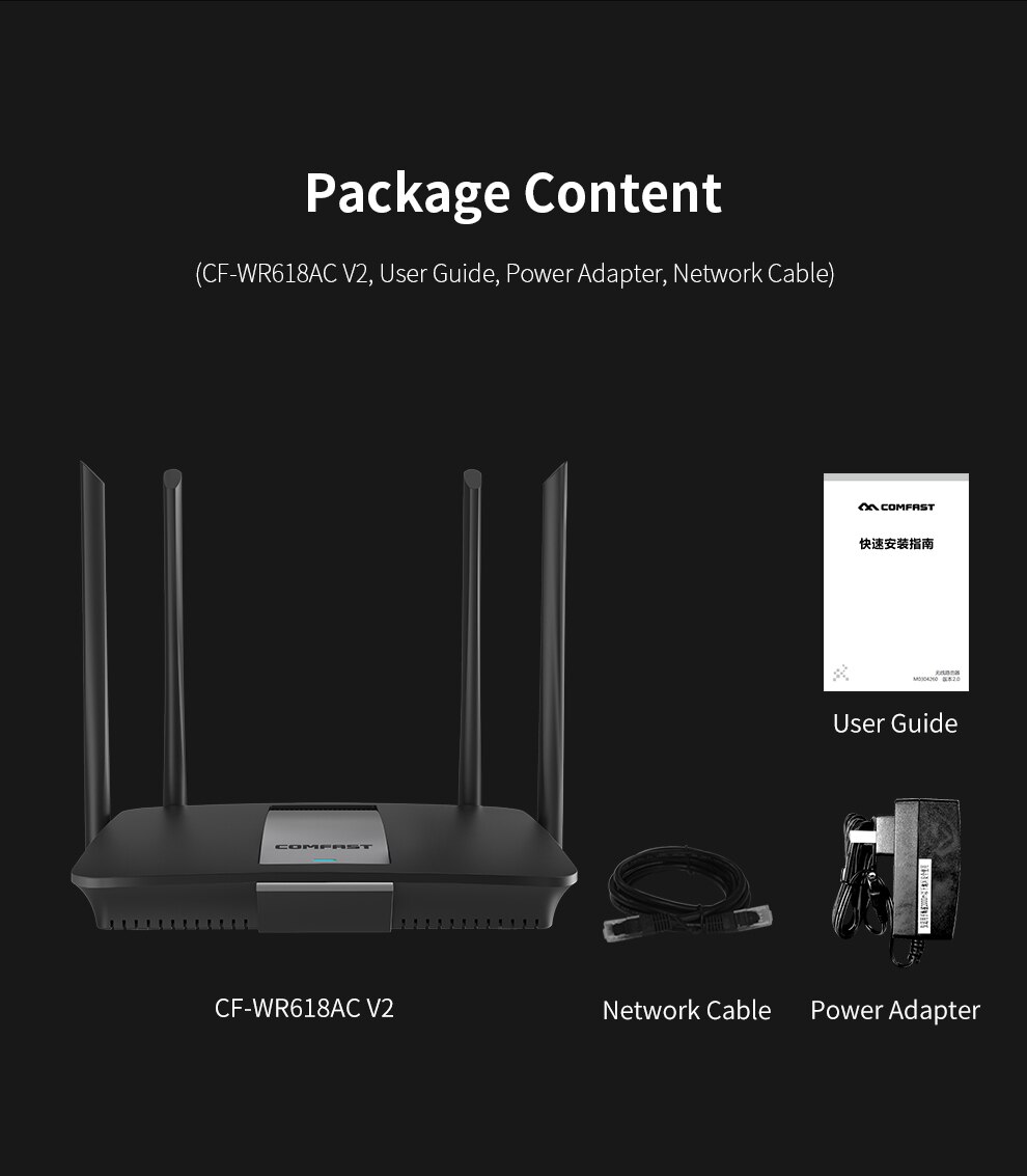 Router WiFi Wireless Dual Band AC1200 2.4G 5Ghz Gigabit Wan/Lan porta Router Wi-Fi intelligente Router punto di accesso 4 * 6dBi ad alto guadagno