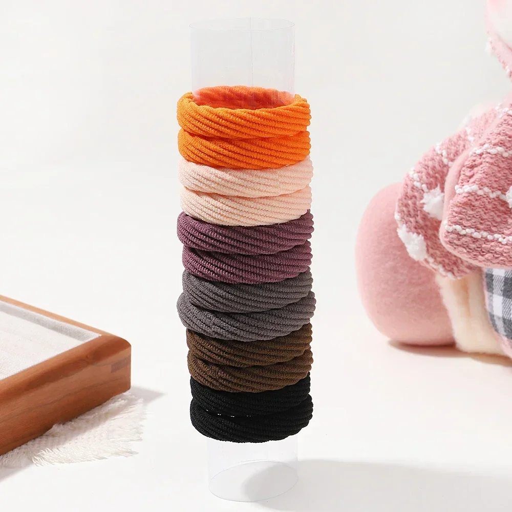 Gomas elásticas para el pelo para niña y mujer, cintas elásticas sencillas para el pelo, coletero, accesorios para el cabello, 12 piezas: Negro