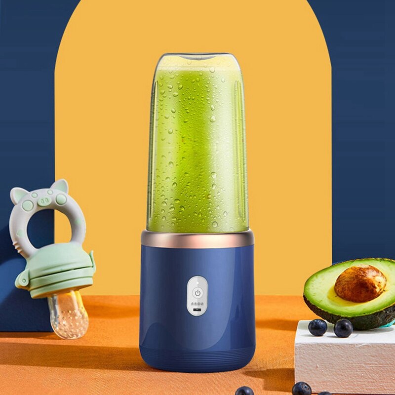 6 Blades Juicer Blender with Juicer Cup and Lid Portable USB Rechargeable Small Fruit Juice Mixer Machine