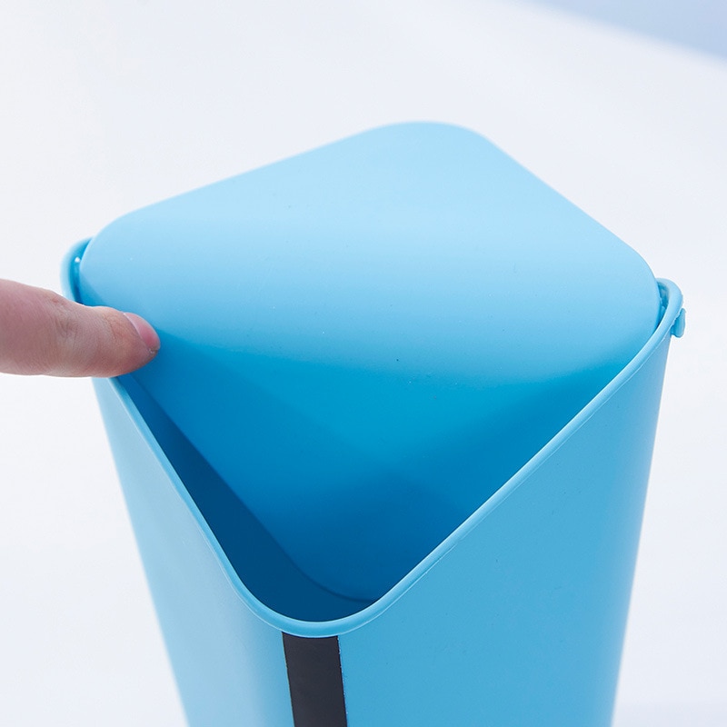2PC Plastic Trash Can Office Desktop Mini Dustbin Kitchen Bathroom Living Room Waste Bins Bucket Household Cleaning Accessories