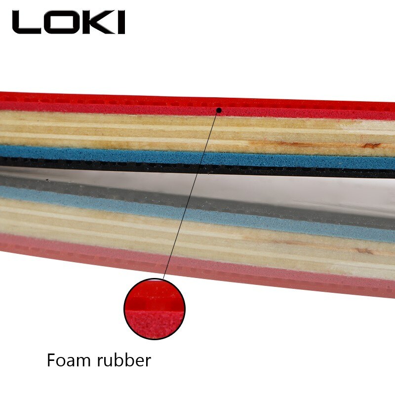 Loki-paletas de Ping Pong para principiantes, raqueta de tenis de mesa con 5 hojas de madera, 1 par de granos de goma