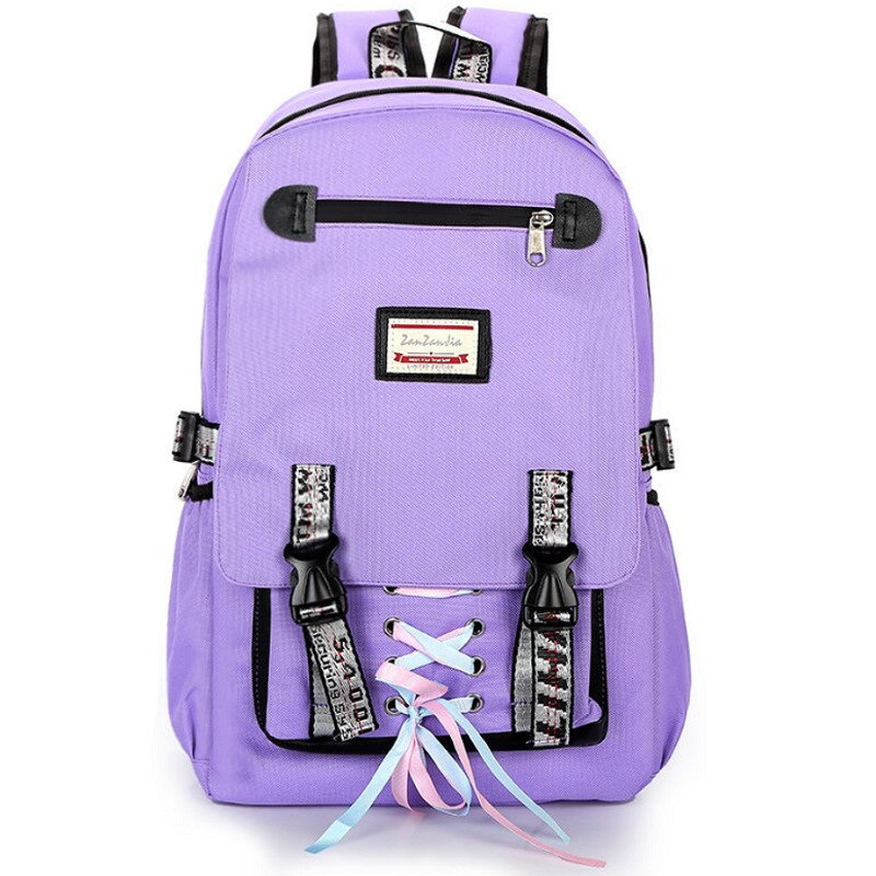 Arrivals School Backpacks Set Students School Bags for Girls Casual Travel Bags Teenage 15inch Notebook Backpack Bookbag: Purple-A