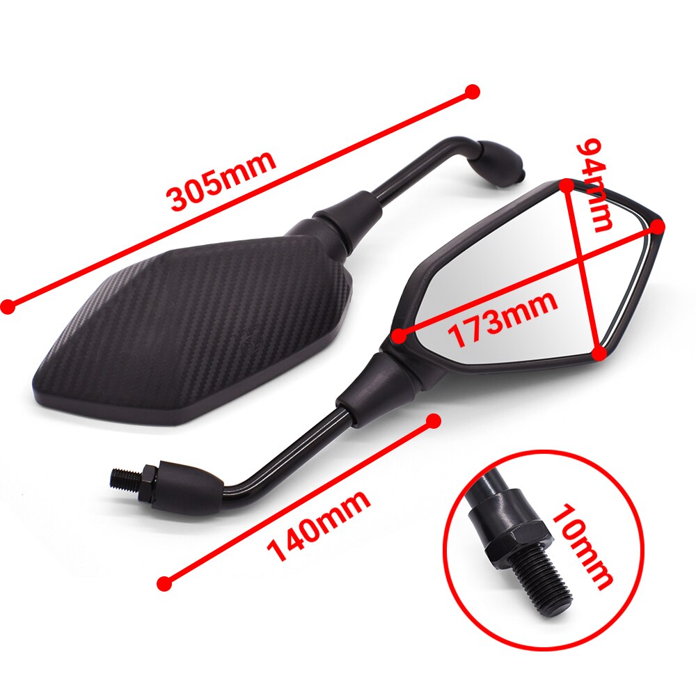 Espejos retrovisores para motocicleta, espejo convexo trasero de 10mm y 8mm, para kawasaki versys 650, z900, z1000, suzuki 650 africa twin, 1 par