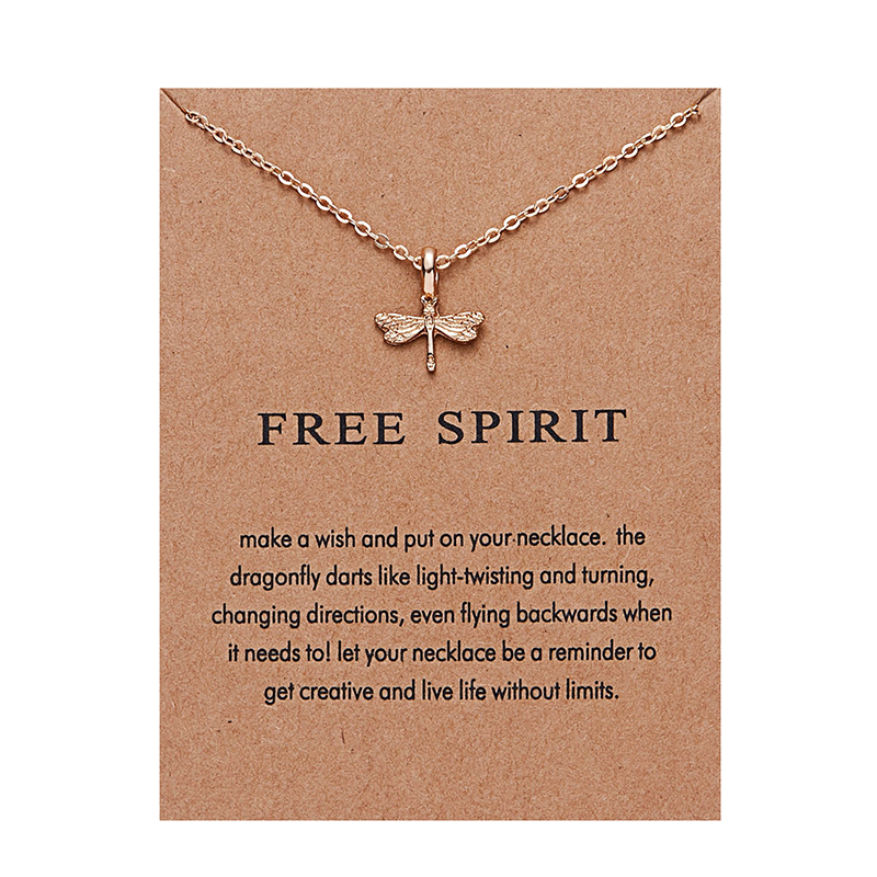 Mode Make A Wish Card Ketting Sieraden Goud Kleur Uil Veer Olifant Vleugel Eenhoorn Vlinder Hart Hanger Vrouwen Bijoux