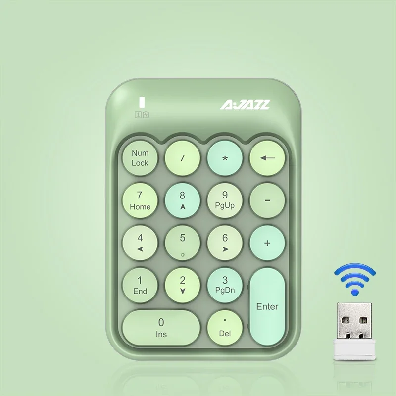 2.4G Draadloos Numeriek Toetsenbord Voor Laptop Macbook Computer Mini 18 Toetsen Digitaal Nummer Toetsenbord Slim Numpad Voor Kantoor: Kaki