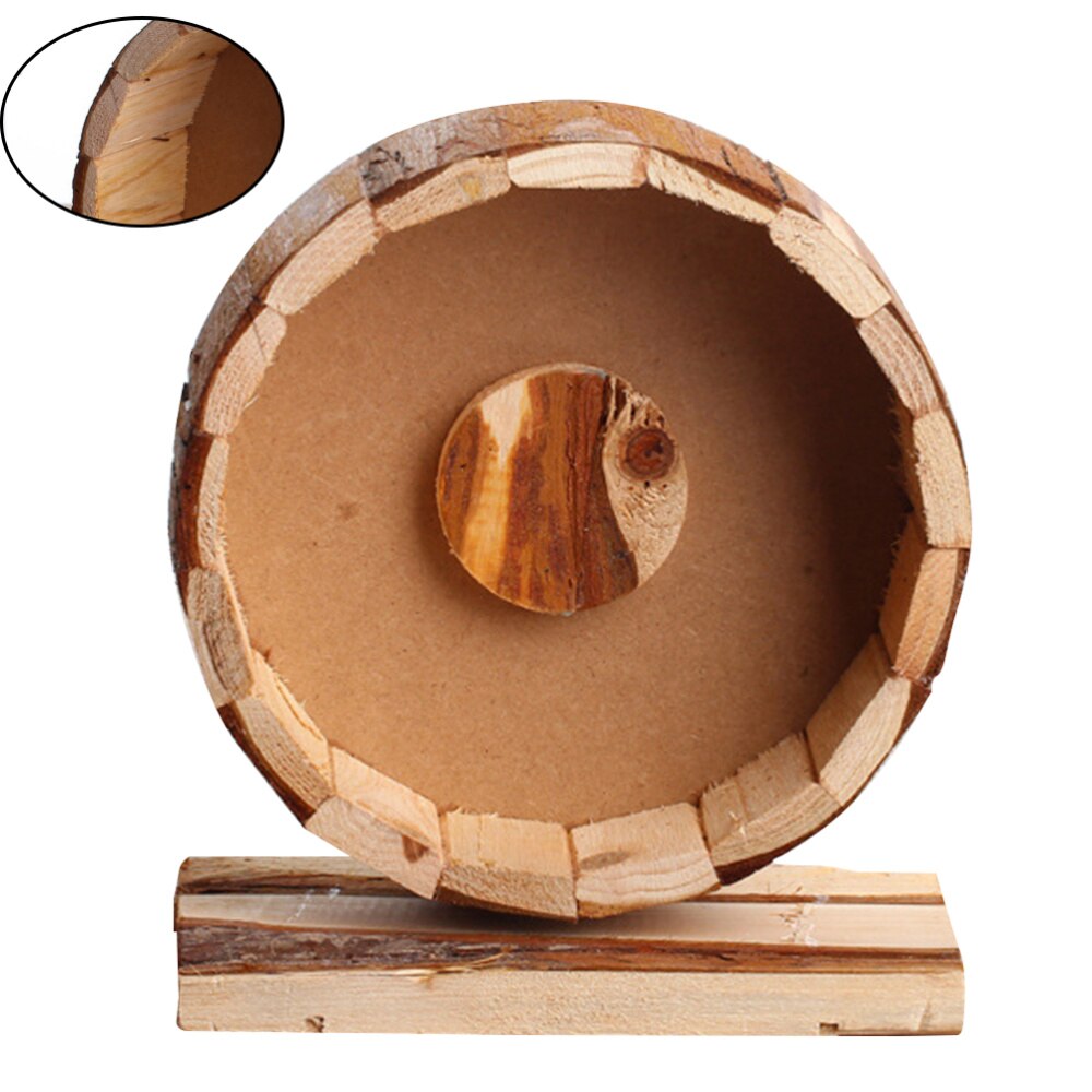 Houten loopwiel, stil lopend spinnerwiel, kauwspeelgoed voor hamster, chinchilla, eekhoorn (medium)
