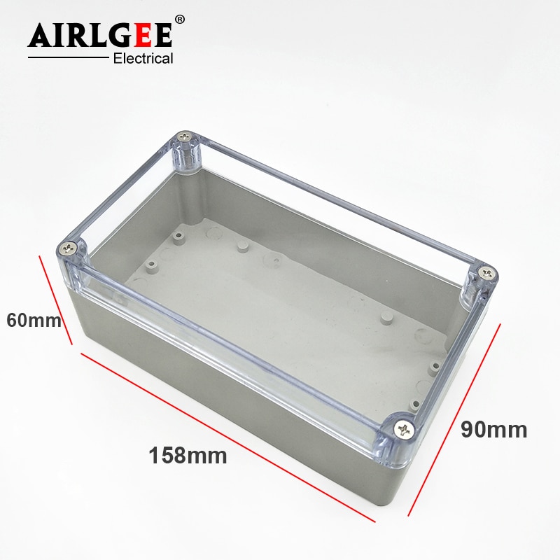 Ip65 abs plast støvtett forseglet boks utendørs klart deksel vanntett elektrisk koblingsboks 158mm x 90mm x 60mm