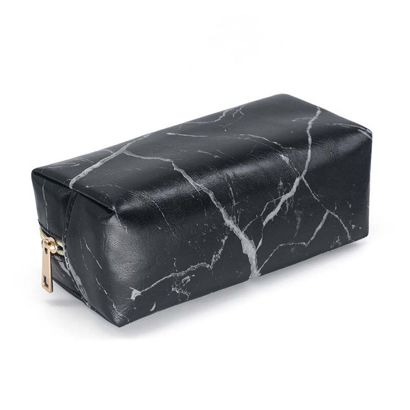 Di modo Kosmetyczka Marmo Sacchetto di Trucco Delle Donne necessaire feminina Tote Portatile Borsa Da Toilette Organizzatore Beauty Case Cosmetic Bag: Marble-black gold