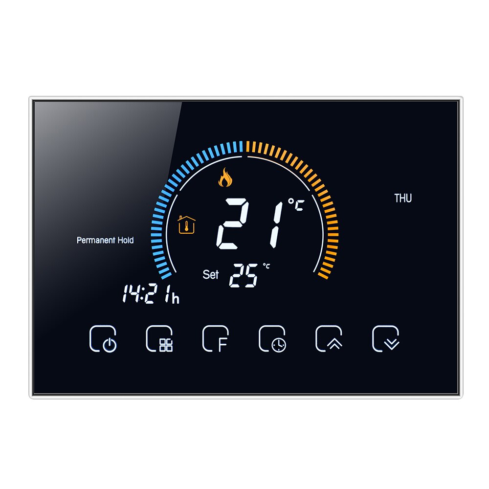 Switchable Wi-Fi Smart Programmable Thermostat Voice APP Control Backlight LCD Water/ Gas Boiler Heating Thermoregulator: Black / BHT8000GC(NO WIFI)