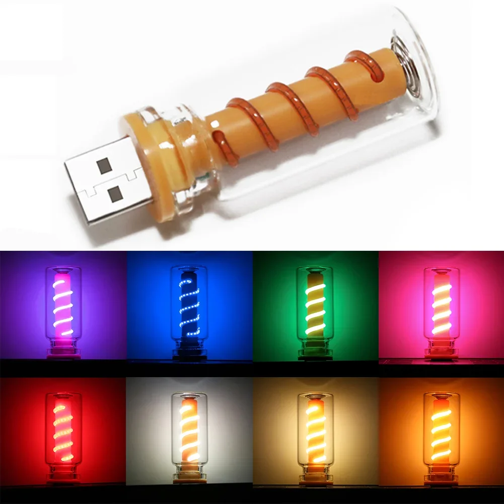 Bombilla LED USB con filamento en espiral, atenuación táctil, 5V, bombillas LED Retro, luz nocturna de 1W, iluminación LED decorativa incandescente para acampar, 1 ud.