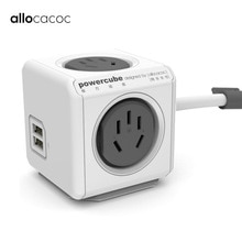 Allocacoc PowerCube Extension Socket - 4 Sockets + 2 USB Ports - 1.5m Cable