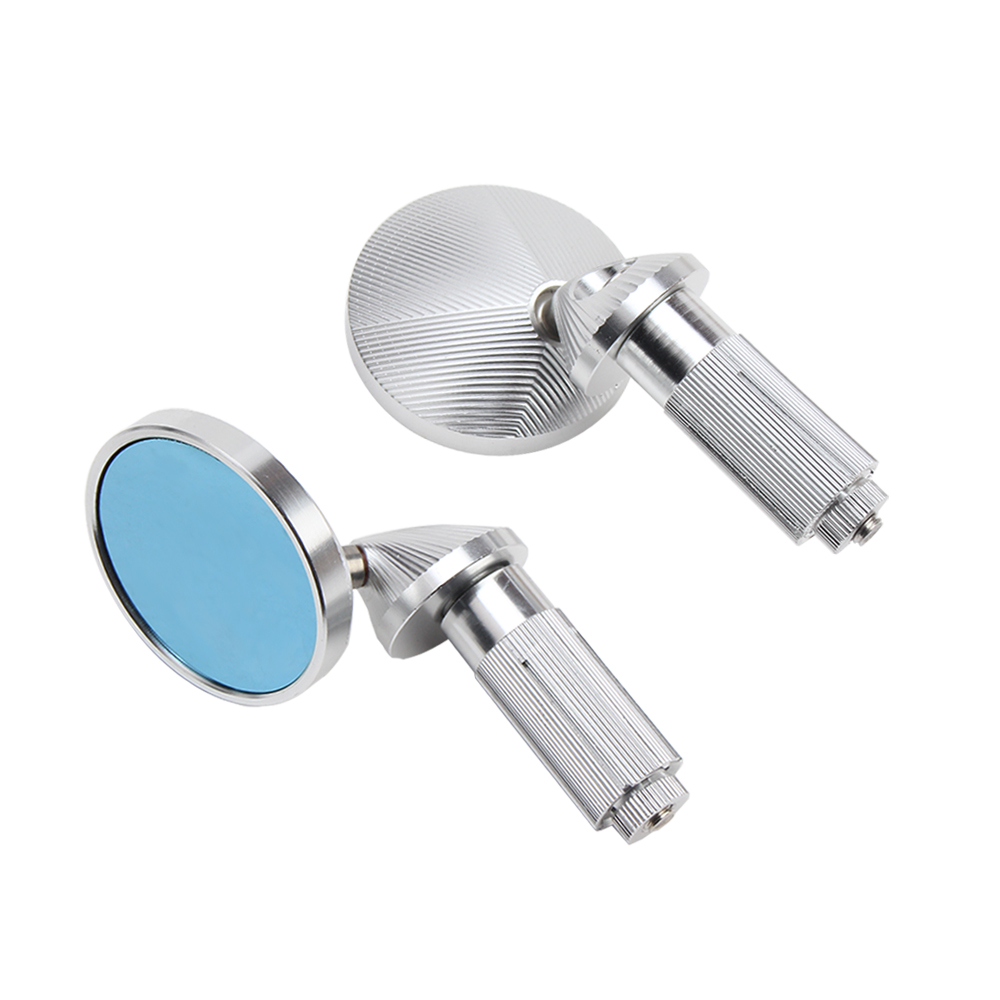 Motorfiets achteruitkijkspiegel motorfiets universele accessoires kleine ronde spiegel motorrijder handvat spiegel: WHITE