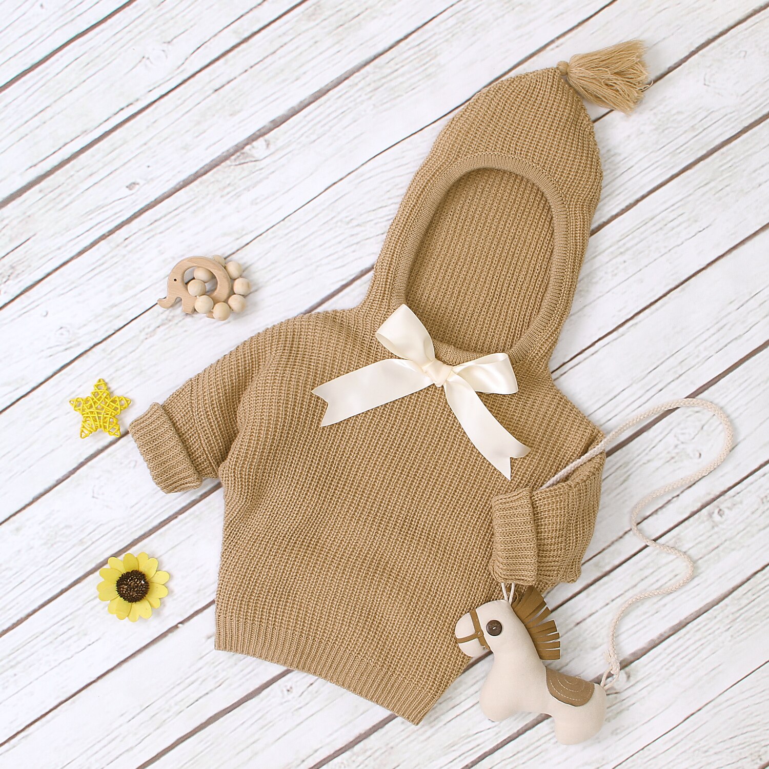 Fantasia infantil de malha com capuz, casaco quente para meninos e meninas, manga longa, para primavera e inverno, roupas de natal de 6 a 3 anos