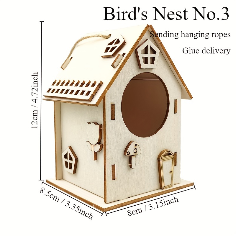 Kit de Casa de pájaros de Madera rústica, Nido de Pájaros de Graffiti , casa de pájaros de madera con cuerda colgante, decoración al aire libre, decoración de jardín decorativa