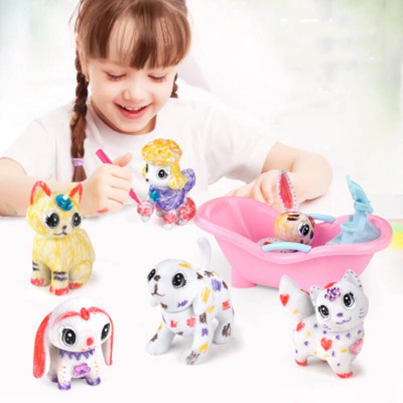 DIY Graffiti Pet Washable Brush Painting Animal Educational Toy Girl Birthday Christmas