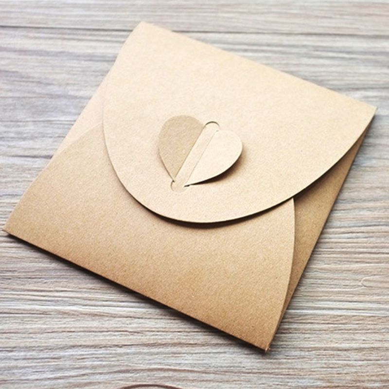 Funda de Papel Kraft con forma de corazón para , bolsa de embalaje para CD, discos, DVD, L29K, 13x13cm, 50 Uds.