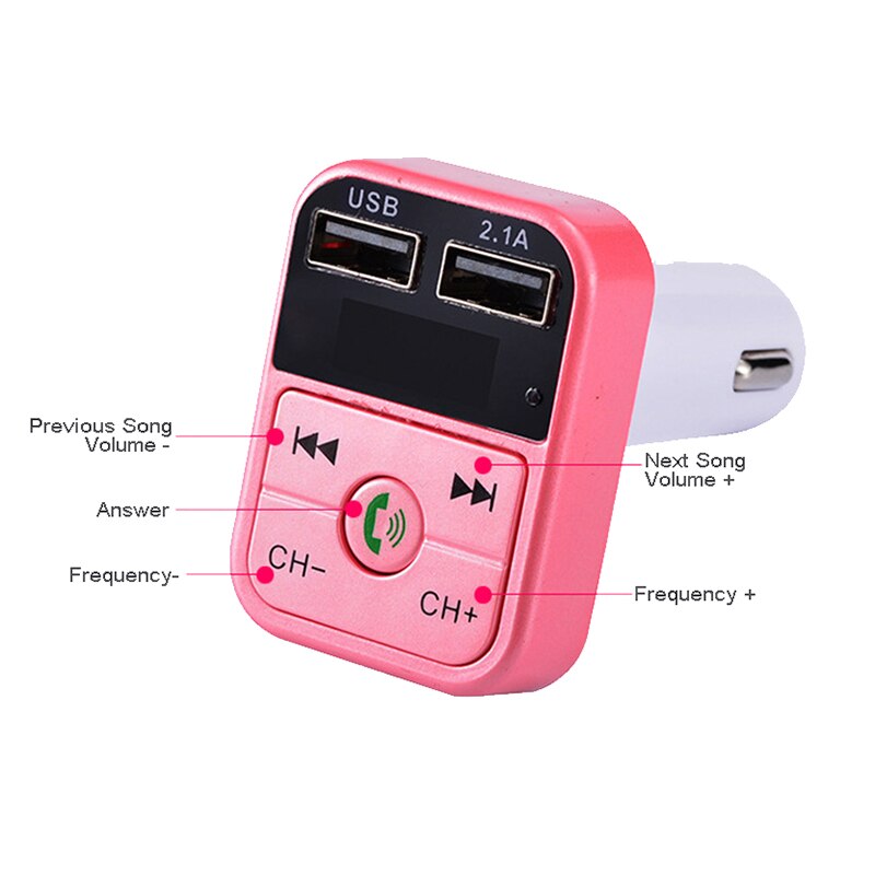 Handsfree Wireless Bluetooth Car Kit FM Transmitter TF Card LCD MP3 Player Dual USB 2.1A Car Charger Phone Charger Z2